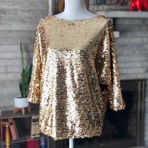 Gold Sequin American Glamour Badgley Mischka Top